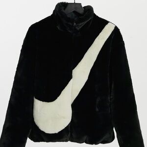 Nike Faux Fur Swoosh Jacket Size